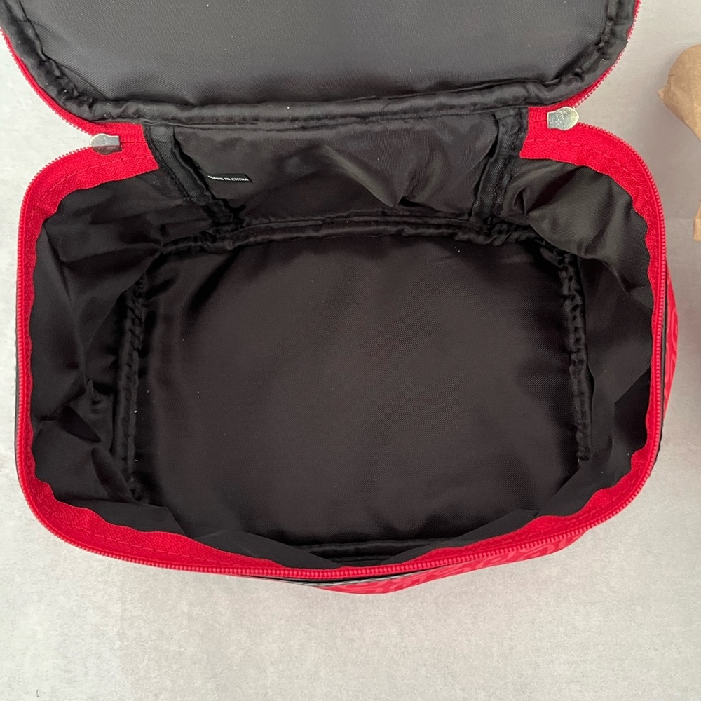 Lancome Red and Black Cosmetic Bag Set with Geometric Design - Picture 7 of 9